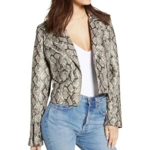 BLANKNYC Snake Print Faux Leather Breakaway Jacket Women's Size Small